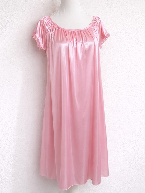 Other - Vintage Pink Satin Nightgown Slip Dress Lace Trim Y2K Coquette L